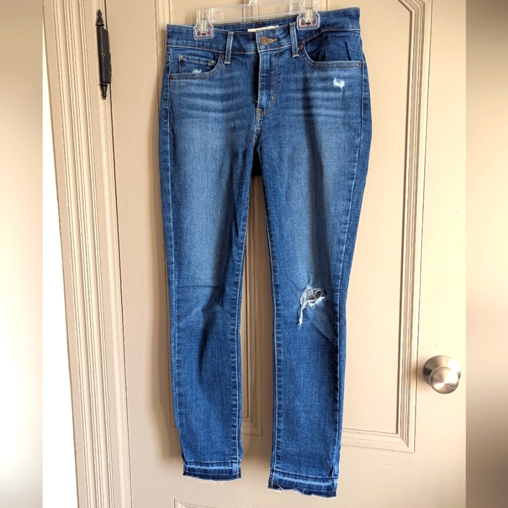 Levi's 711 Skinny Distressed Raw Hem Jean